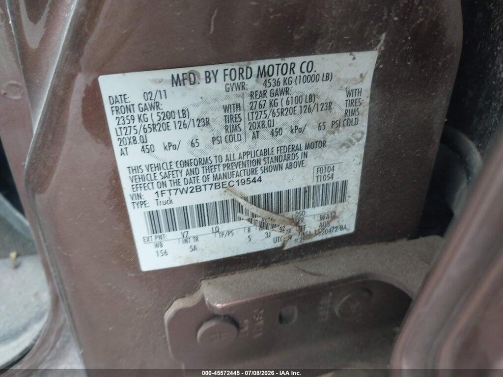 1FT7W2BT7BEC19544 2011 FORD SUPER DUTY F-250 SRW photo no. 9