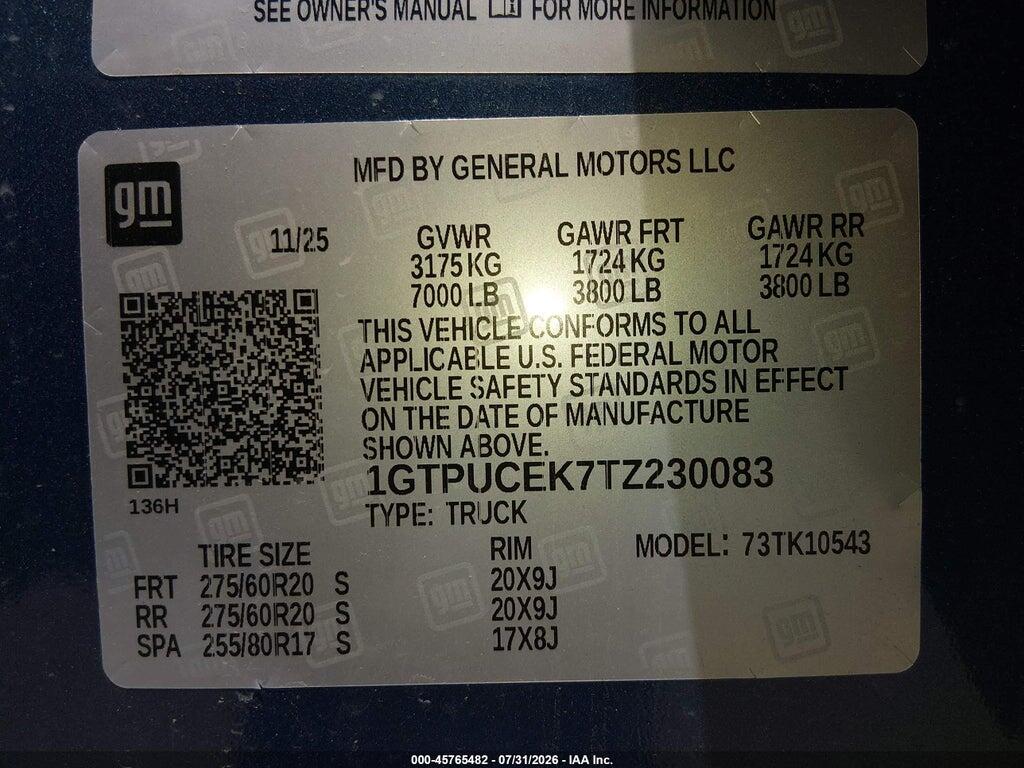 1GTPUCEK7TZ230083 2026 GMC SIERRA 1500 photo no. 9