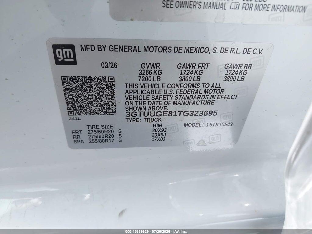3GTUUGE81TG323695 2026 GMC SIERRA 1500 photo no. 9