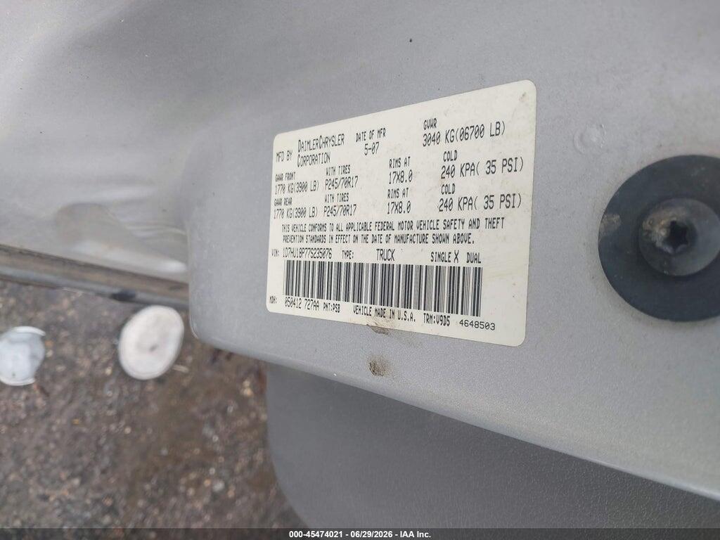 1D7HU18P77S235076 2007 DODGE RAM 1500 photo no. 9
