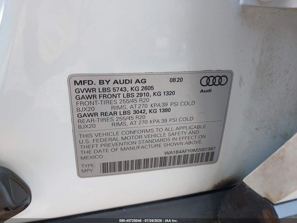 WA1B4AFY0M2001587 2021 AUDI SQ5 photo no. 9