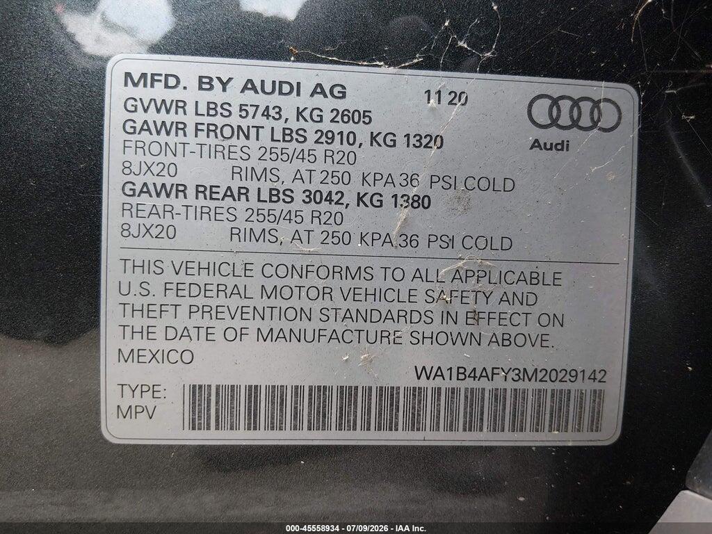 WA1B4AFY3M2029142 2021 AUDI SQ5 photo no. 9