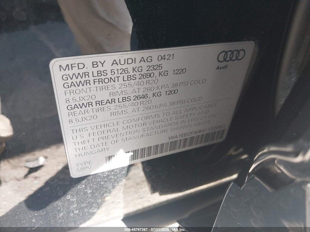 WA1EECF30M1132051 2021 AUDI Q3 photo no. 9