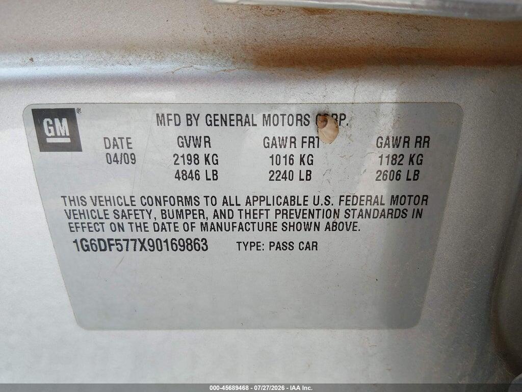 1G6DF577X90169863 2009 CADILLAC CTS photo no. 9