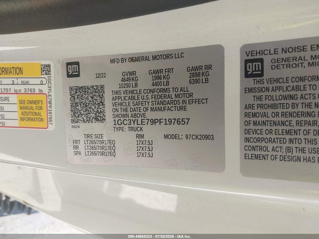 1GC3YLE79PF197657 2023 CHEVROLET SILVERADO 2500HD photo no. 9