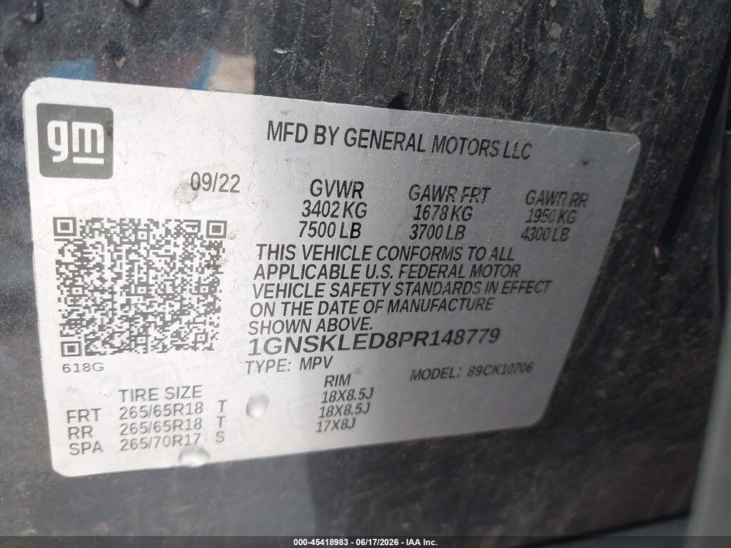 1GNSKLED8PR148779 2023 CHEVROLET TAHOE photo no. 9