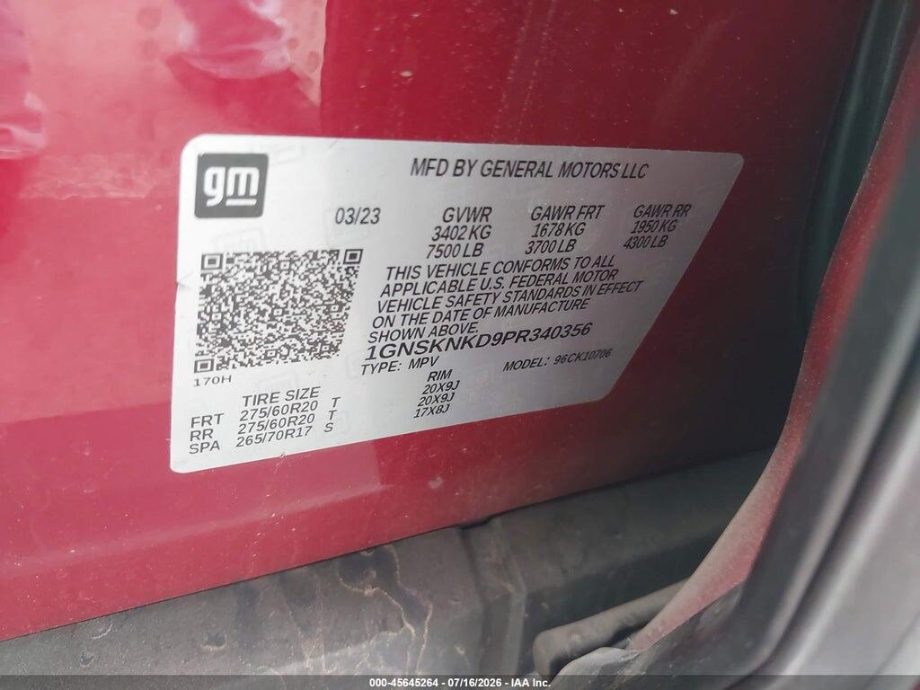 1GNSKNKD9PR340356 2023 CHEVROLET TAHOE photo no. 9