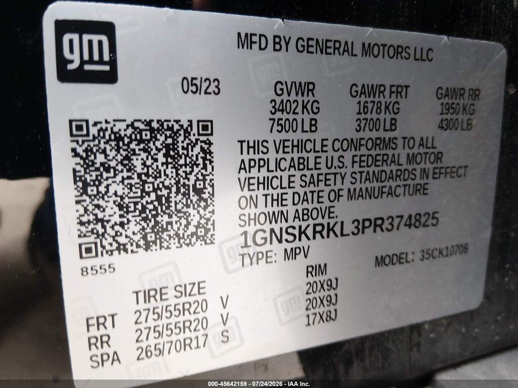 1GNSKRKL3PR374825 2023 CHEVROLET TAHOE photo no. 9