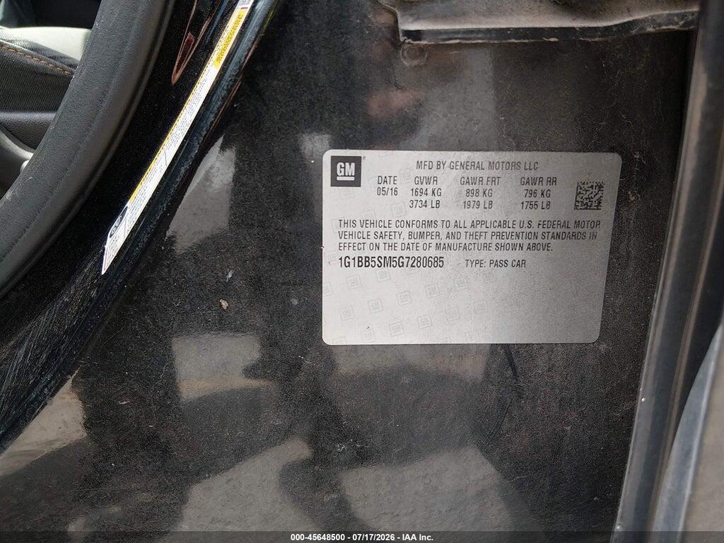 1G1BB5SM5G7280685 2016 CHEVROLET CRUZE photo no. 9