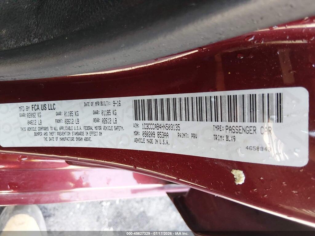 1C3CCCAB4HN503135 2017 CHRYSLER 200 photo no. 9