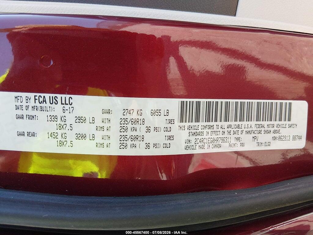 2C4RC1EG0HR796311 2017 CHRYSLER PACIFICA photo no. 9
