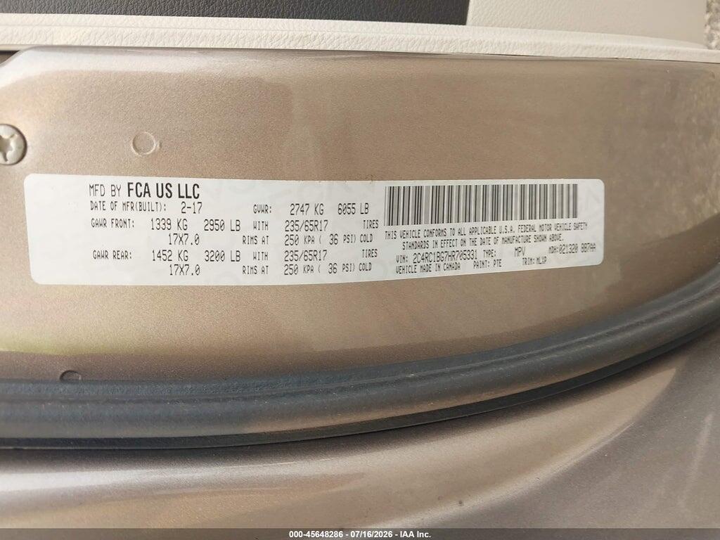 2C4RC1BG7HR705331 2017 CHRYSLER PACIFICA photo no. 9