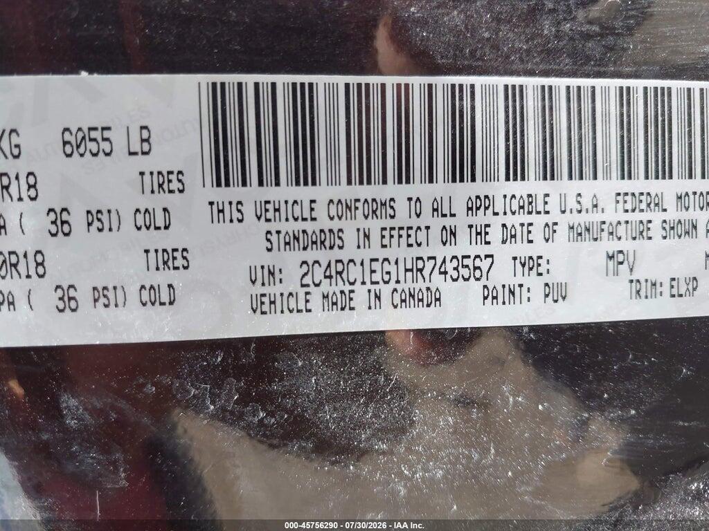 2C4RC1EG1HR743567 2017 CHRYSLER PACIFICA photo no. 9