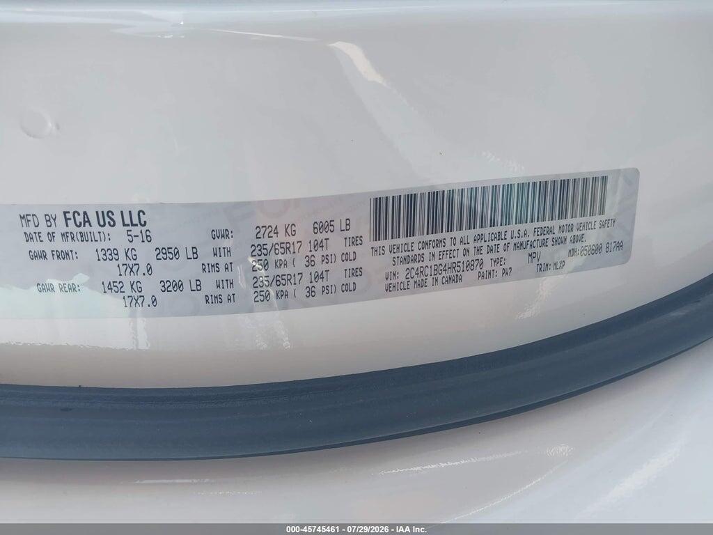 2C4RC1BG4HR510870 2017 CHRYSLER PACIFICA photo no. 9