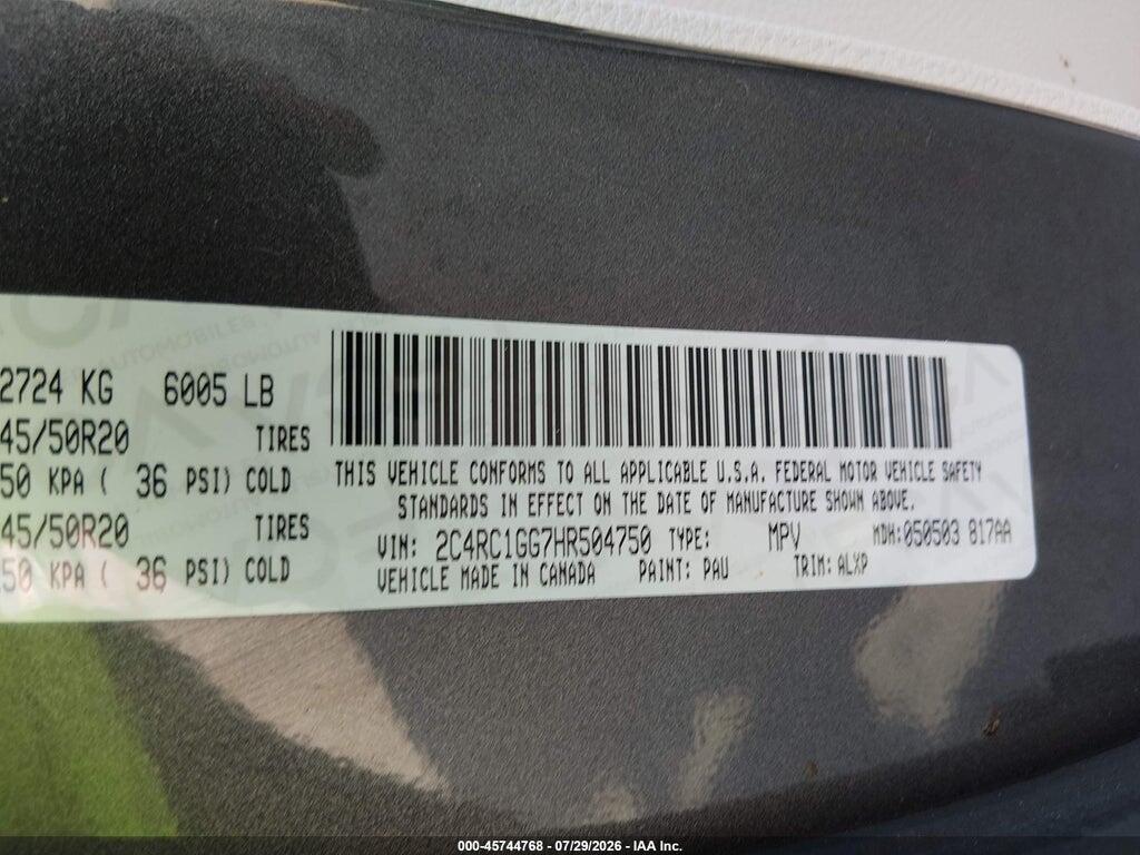 2C4RC1GG7HR504750 2017 CHRYSLER PACIFICA photo no. 9