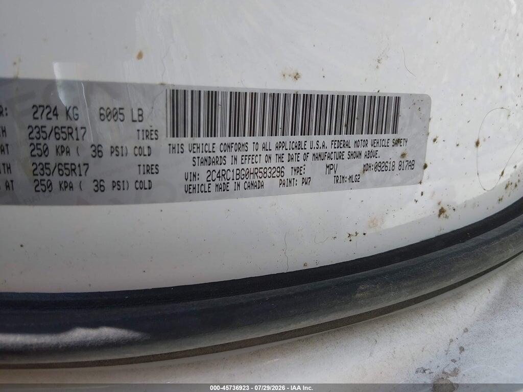 2C4RC1BG0HR583296 2017 CHRYSLER PACIFICA photo no. 9