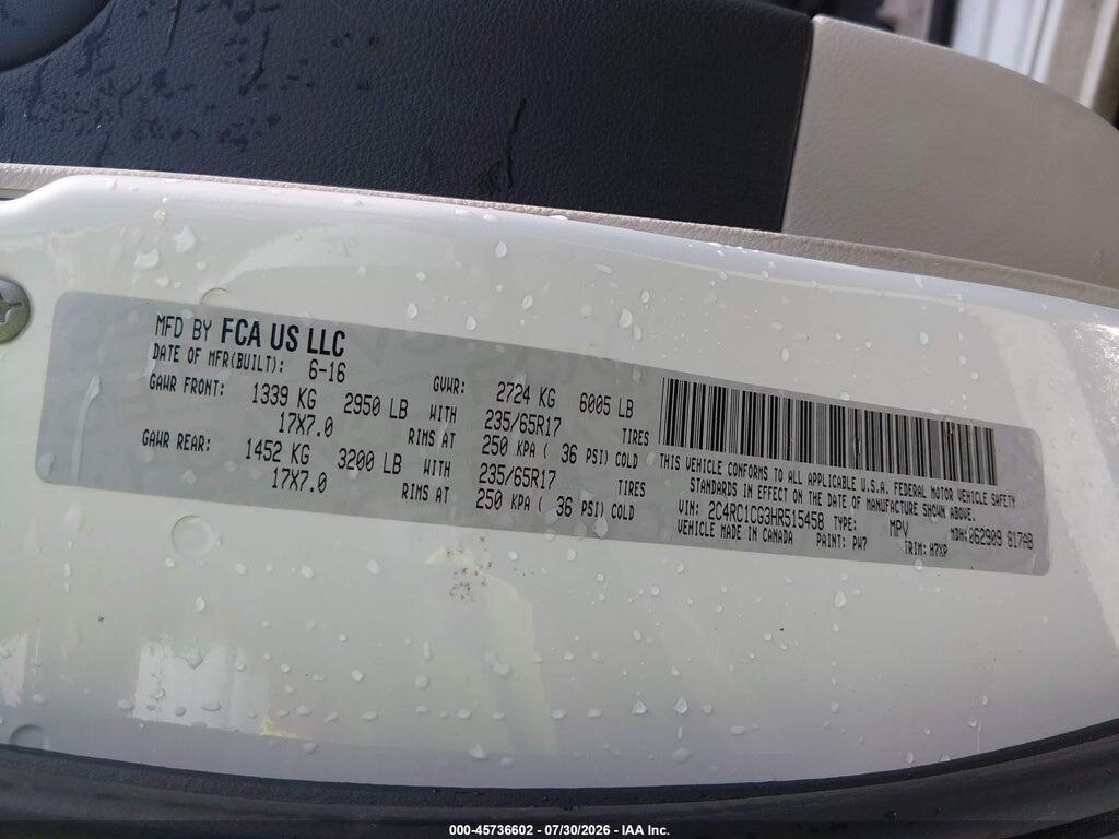 2C4RC1CG3HR515458 2017 CHRYSLER PACIFICA photo no. 9