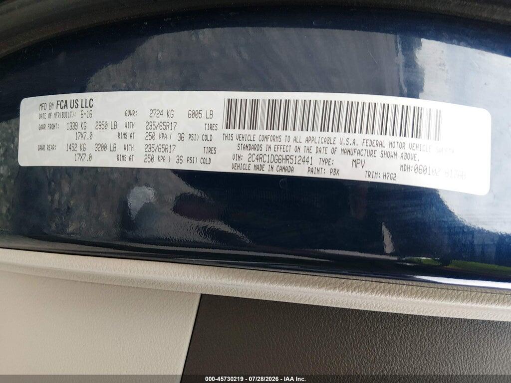 2C4RC1DG6HR512441 2017 CHRYSLER PACIFICA photo no. 9