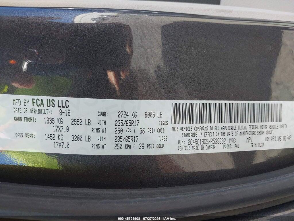 2C4RC1BG5HR539682 2017 CHRYSLER PACIFICA photo no. 9