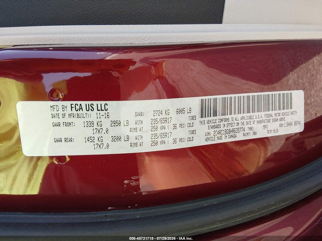 2C4RC1BG8HR635774 2017 CHRYSLER PACIFICA photo no. 9