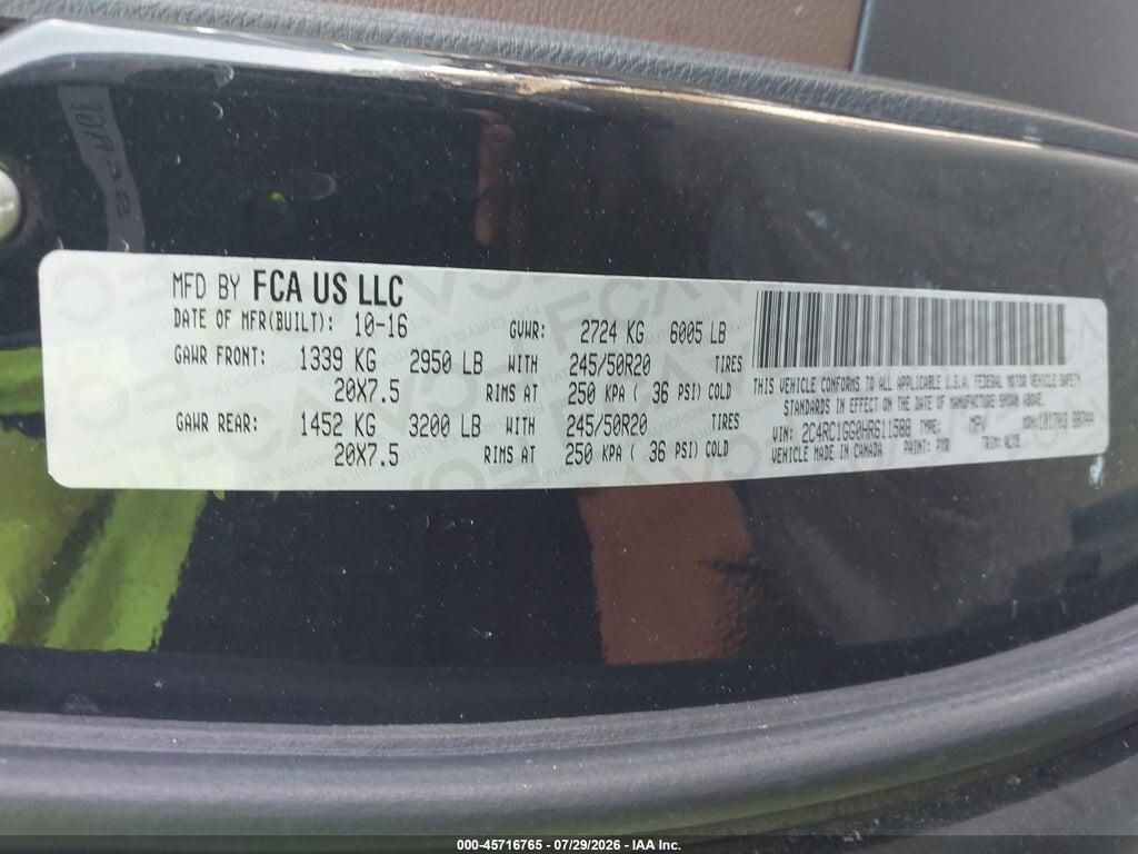 2C4RC1GG0HR611588 2017 CHRYSLER PACIFICA photo no. 9