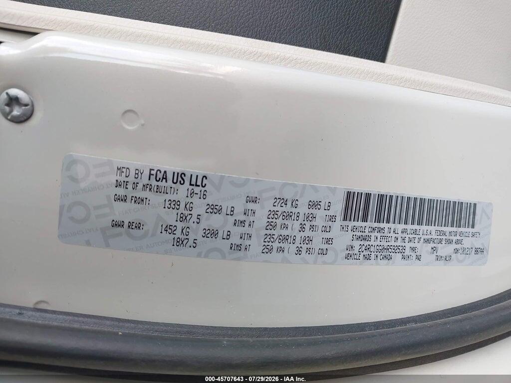 2C4RC1GG0HR592539 2017 CHRYSLER PACIFICA photo no. 9