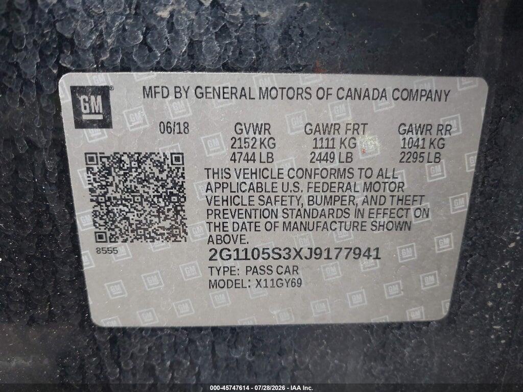 2G1105S3XJ9177941 2018 CHEVROLET IMPALA photo no. 9