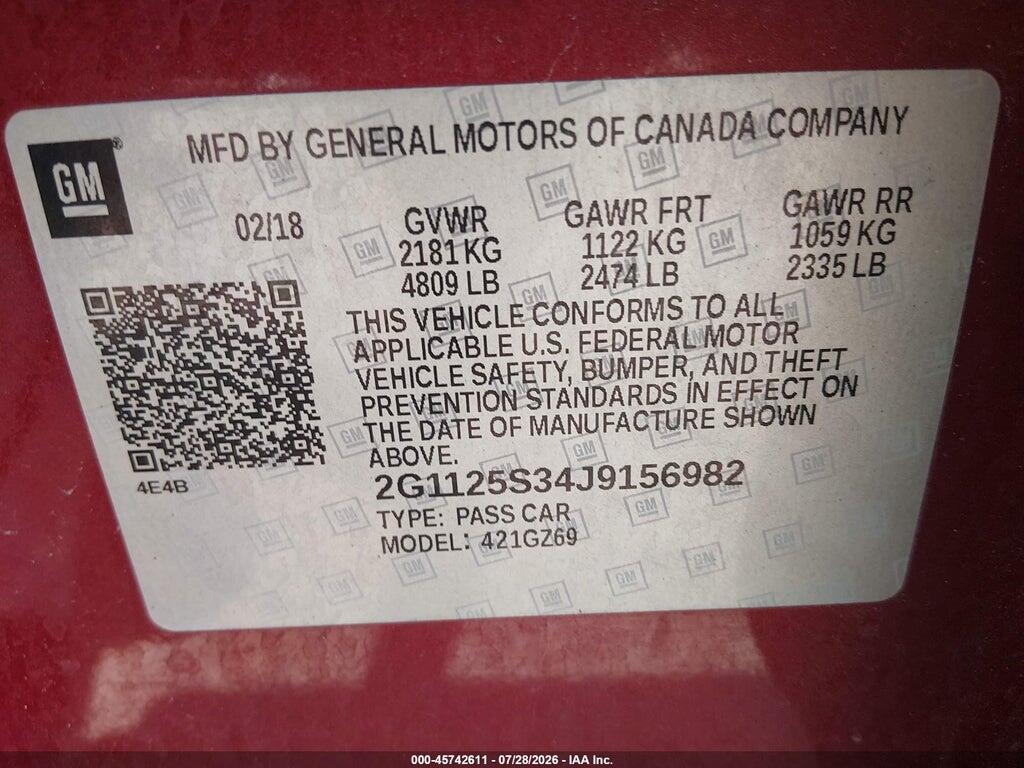 2G1125S34J9156982 2018 CHEVROLET IMPALA photo no. 9