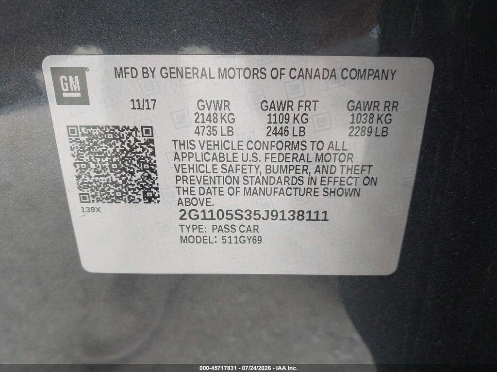 2G1105S35J9138111 2018 CHEVROLET IMPALA photo no. 9