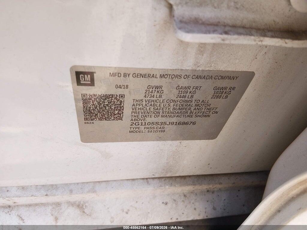 2G1105S35J9168676 2018 CHEVROLET IMPALA photo no. 9