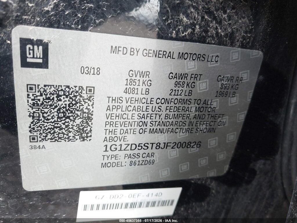 1G1ZD5ST8JF200826 2018 CHEVROLET MALIBU photo no. 9