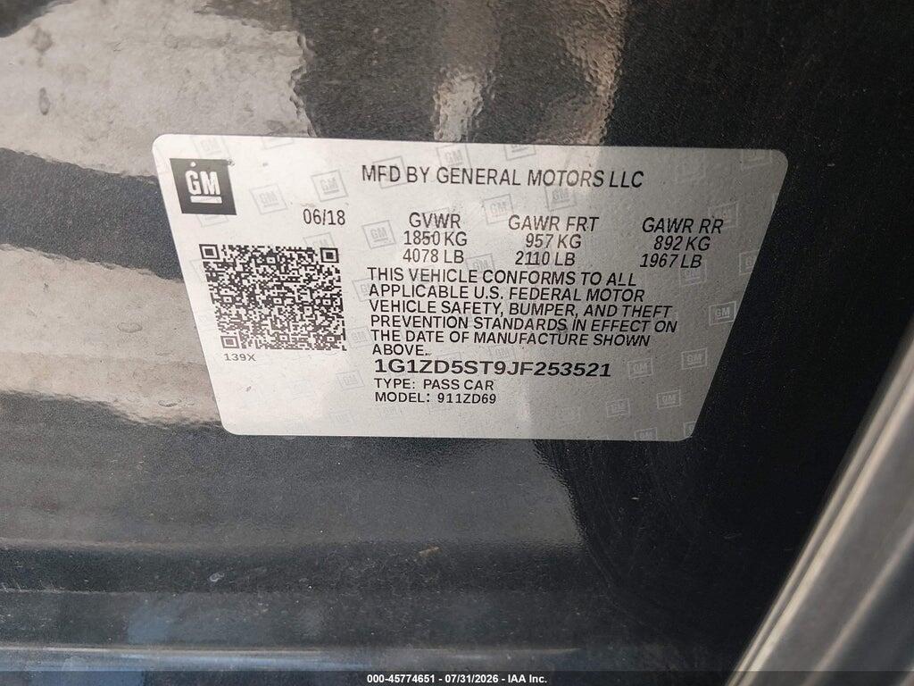 1G1ZD5ST9JF253521 2018 CHEVROLET MALIBU photo no. 9
