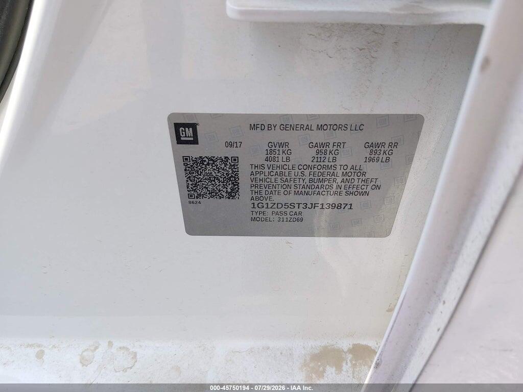 1G1ZD5ST3JF139871 2018 CHEVROLET MALIBU photo no. 9
