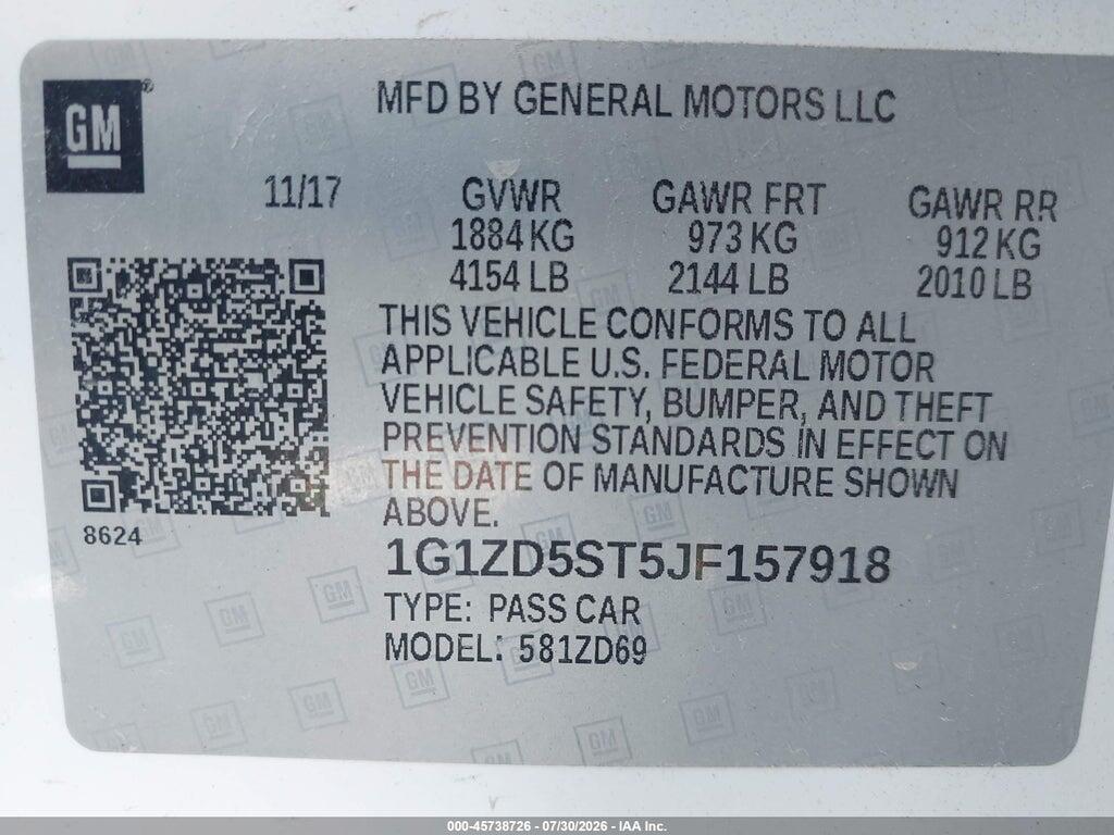 1G1ZD5ST5JF157918 2018 CHEVROLET MALIBU photo no. 9