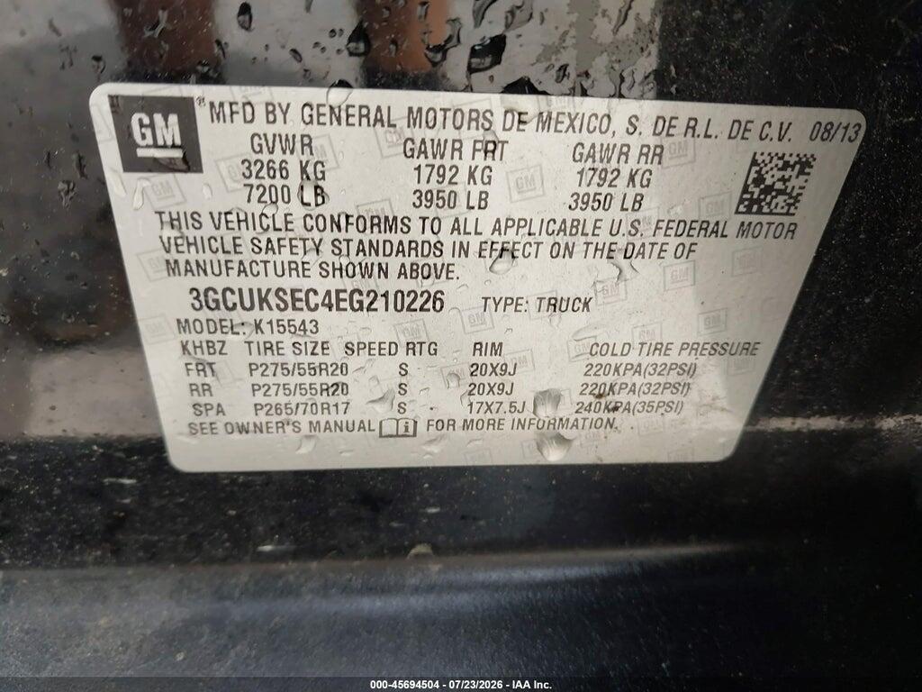 3GCUKSEC4EG210226 2014 CHEVROLET SILVERADO 1500 photo no. 9