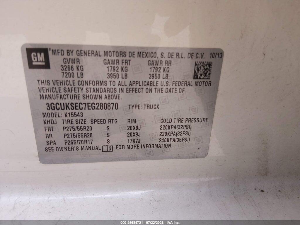 3GCUKSEC7EG280870 2014 CHEVROLET SILVERADO 1500 photo no. 9