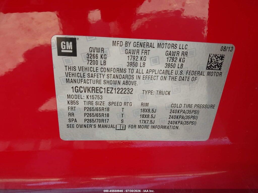 1GCVKREC1EZ122232 2014 CHEVROLET SILVERADO 1500 photo no. 9