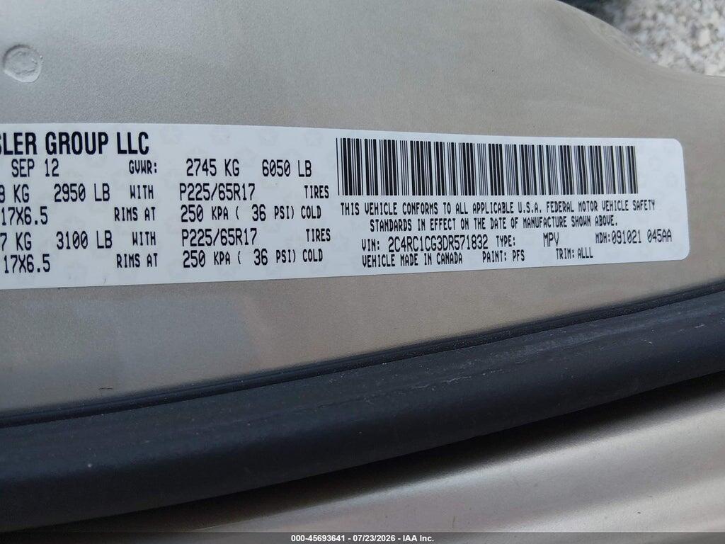 2C4RC1CG3DR571832 2013 CHRYSLER TOWN & COUNTRY photo no. 9