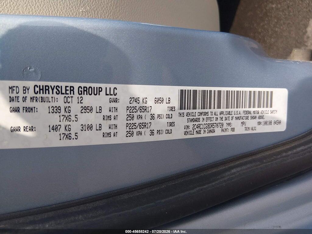 2C4RC1CG9DR570720 2013 CHRYSLER TOWN & COUNTRY photo no. 9