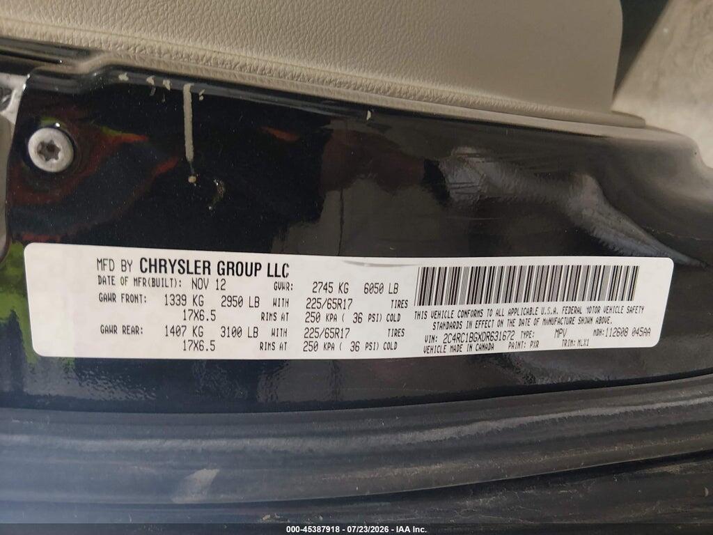 2C4RC1BGXDR631672 2013 CHRYSLER TOWN & COUNTRY photo no. 9