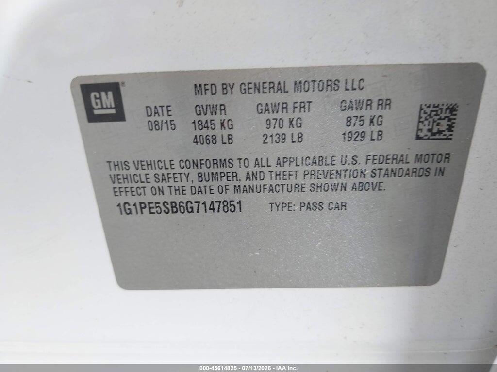 1G1PE5SB6G7147851 2016 CHEVROLET CRUZE LIMITED photo no. 9