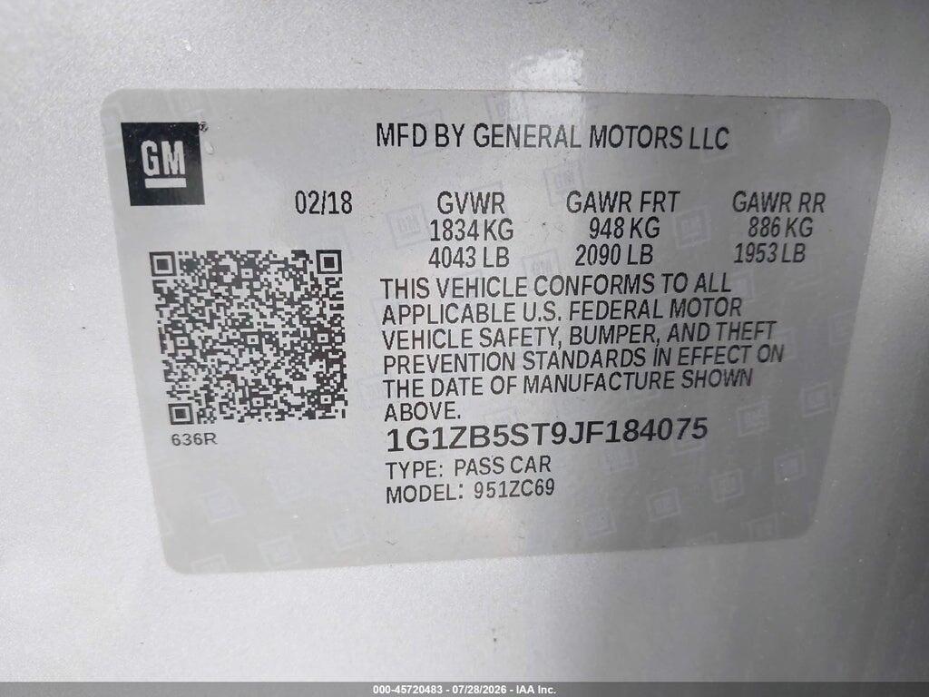 1G1ZB5ST9JF184075 2018 CHEVROLET MALIBU photo no. 9