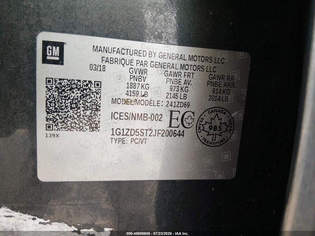1G1ZD5ST2JF200644 2018 CHEVROLET MALIBU photo no. 9