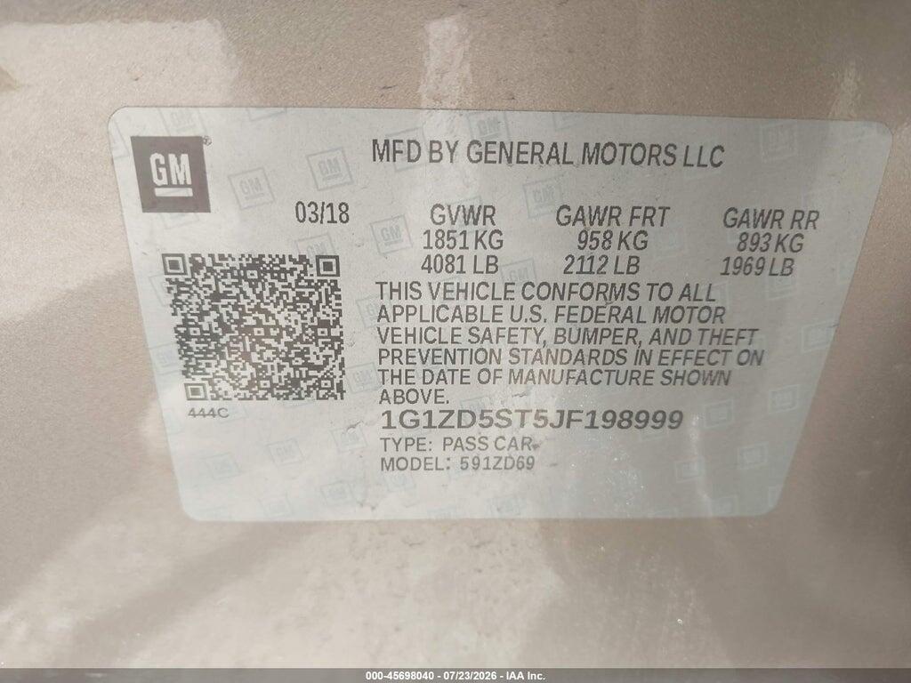 1G1ZD5ST5JF198999 2018 CHEVROLET MALIBU photo no. 9