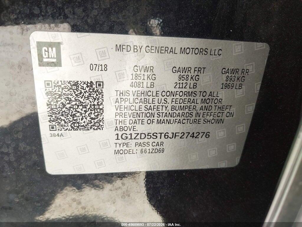1G1ZD5ST6JF274276 2018 CHEVROLET MALIBU photo no. 9