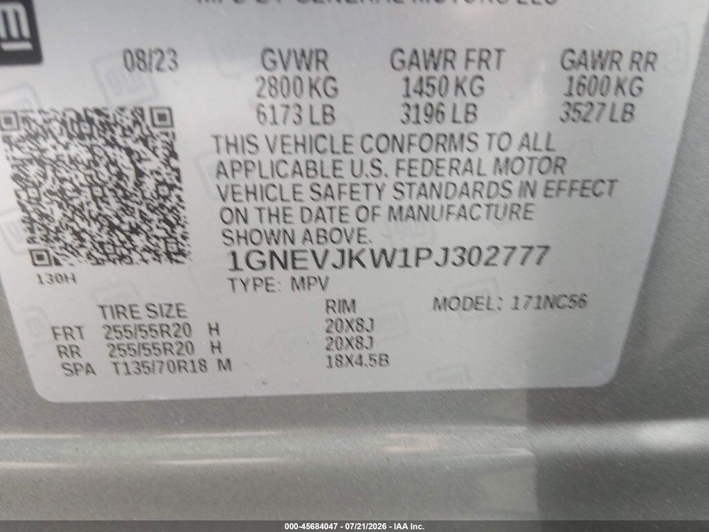 1GNEVJKW1PJ302777 2023 CHEVROLET TRAVERSE photo no. 9