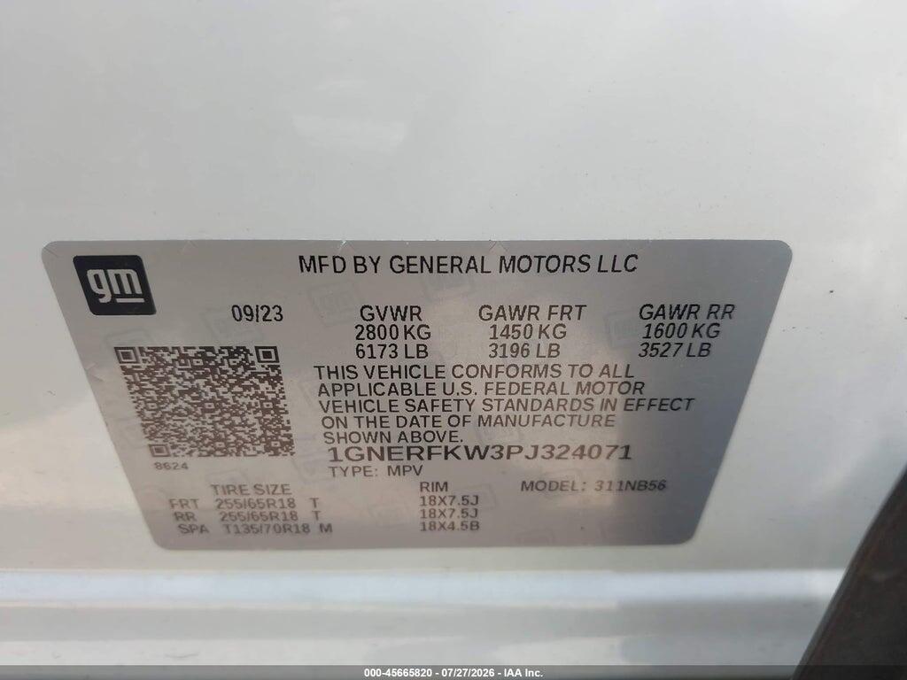 1GNERFKW3PJ324071 2023 CHEVROLET TRAVERSE photo no. 9
