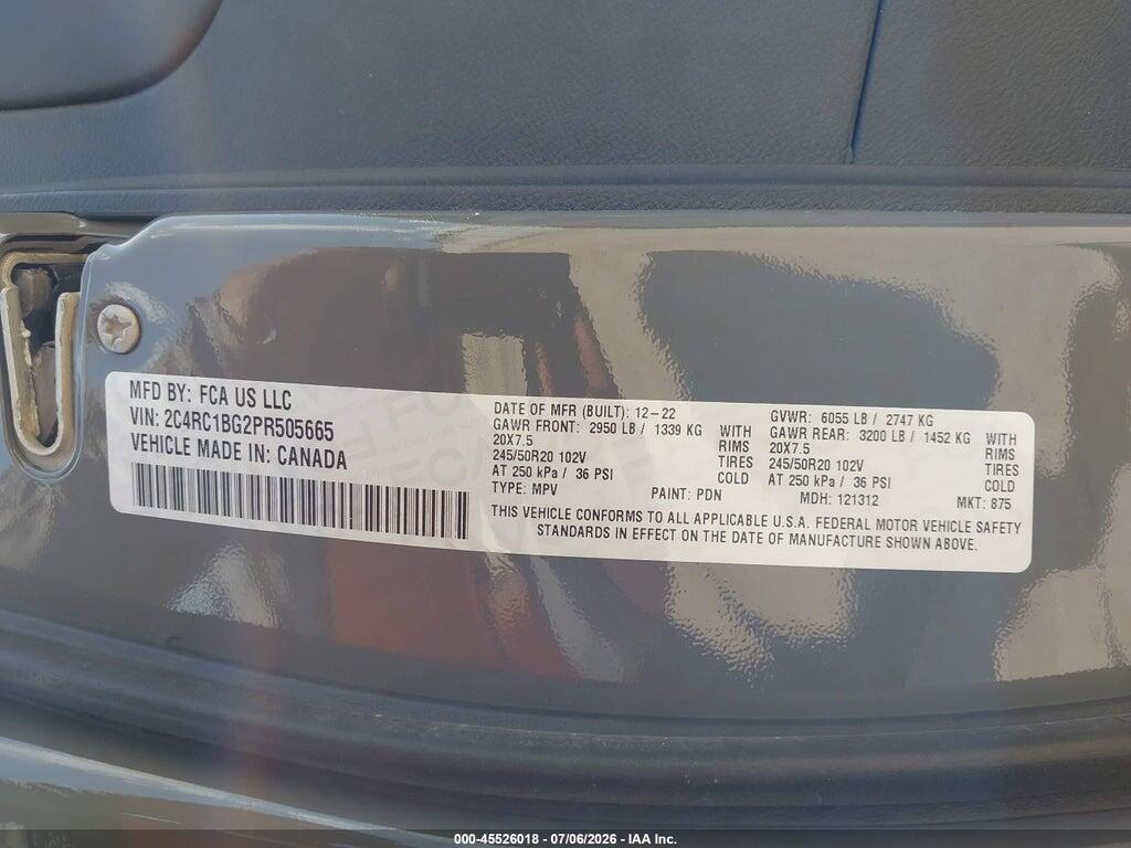 2C4RC1BG2PR505665 2023 CHRYSLER PACIFICA photo no. 9