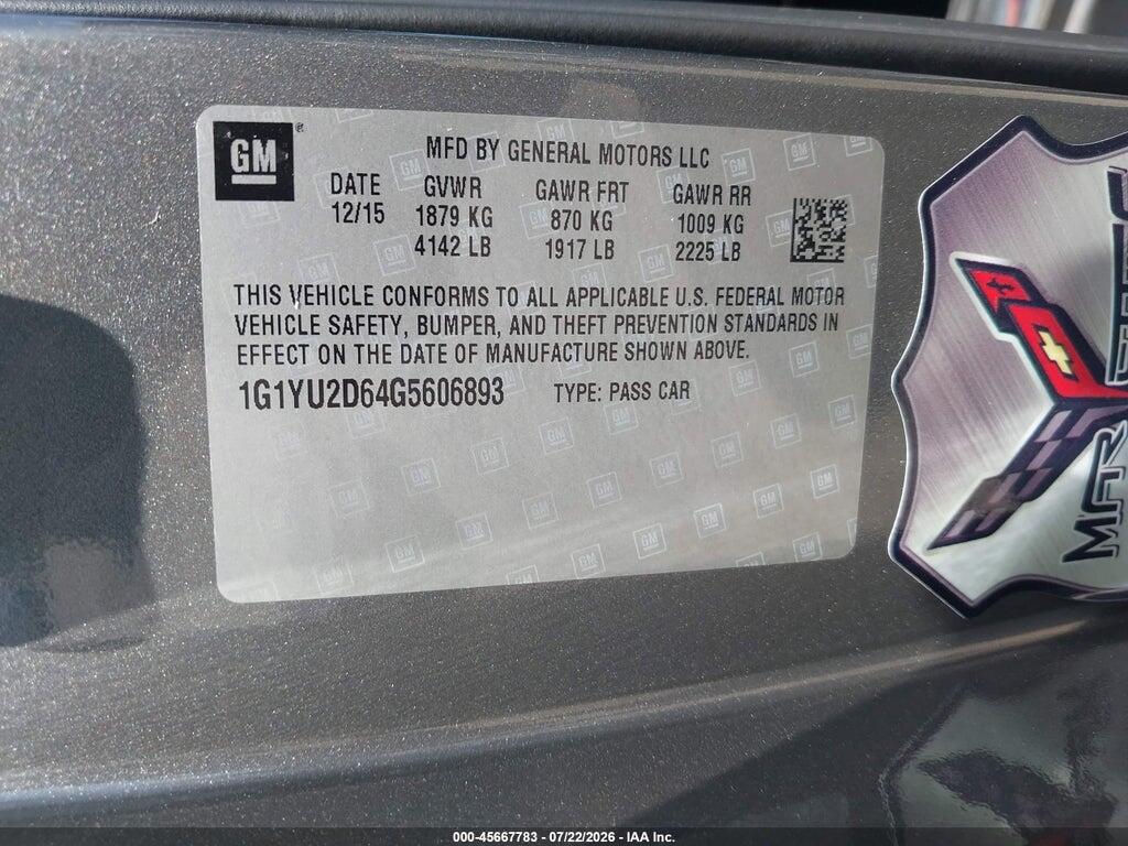 1G1YU2D64G5606893 2016 CHEVROLET CORVETTE photo no. 9