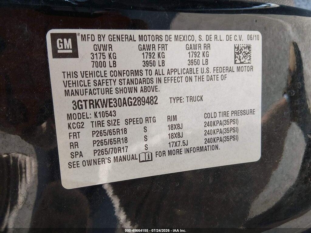 3GTRKWE30AG289482 2010 GMC SIERRA 1500 photo no. 9